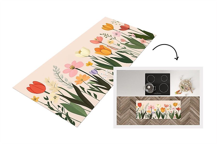 MuchoWow Küchenläufer Pastelltöne - Blumen - günstig online kaufen