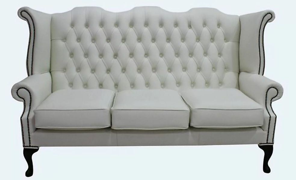 Casa Padrino 3-Sitzer Luxus Echtleder 3er Sofa Weiß Vintage Antik Look 183 günstig online kaufen