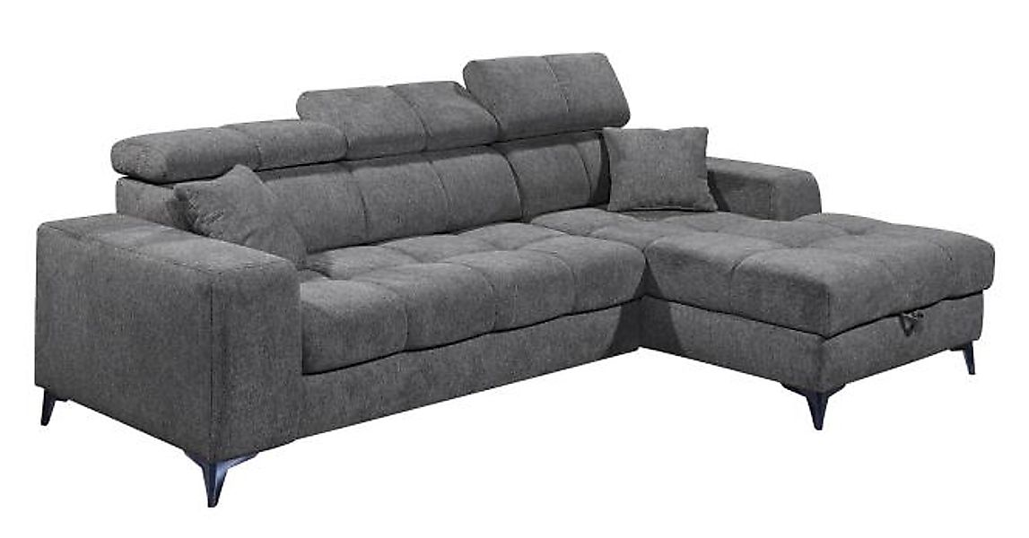 Ecksofa mit Schlaffunktion und Bettkasten 268 x 172 cm Dunkelgrau Sibeal 2 günstig online kaufen