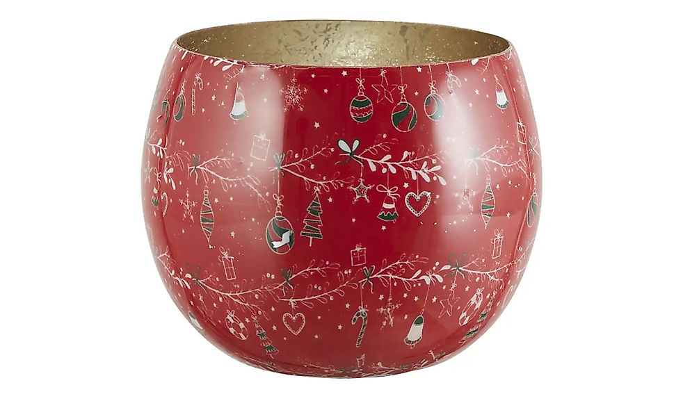 HOME STORY Teelichthalter   ¦ rot ¦ Metall ¦ Maße (cm): H: 7  Ø: 8.5 Weihna günstig online kaufen