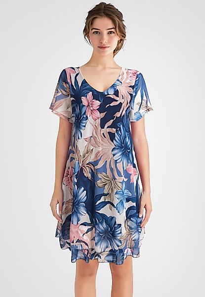 PEKIVESSA Sommerkleid Geblümtes Georgette-Kleid mit Volants günstig online kaufen