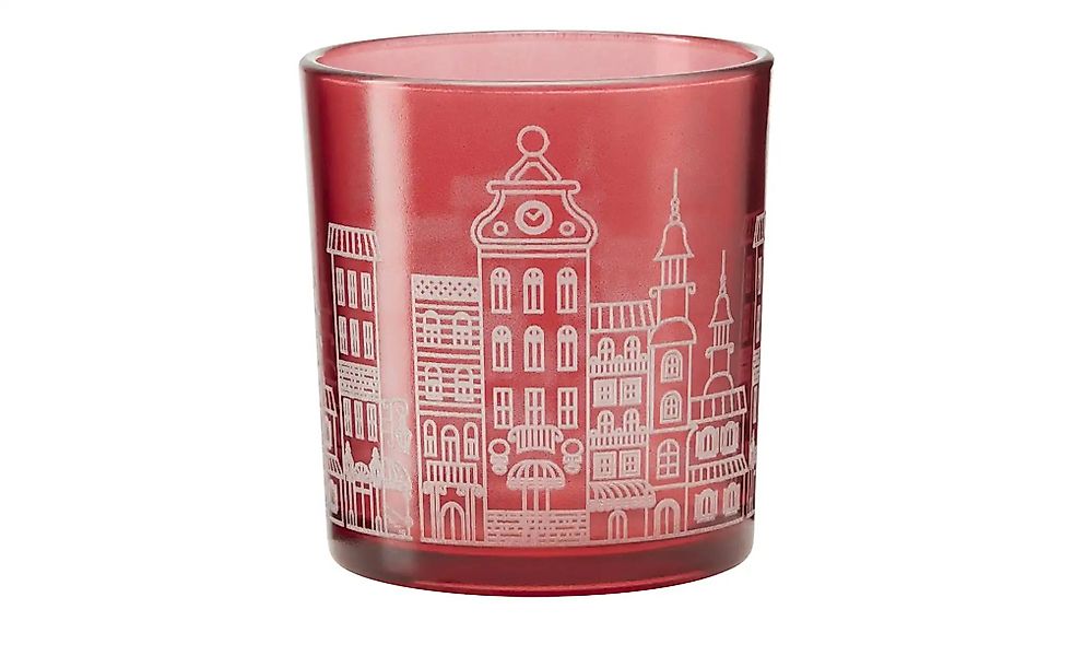 HOME STORY Teelichtglas   ¦ rot ¦ Glas ¦ Maße (cm): H: 8  Ø: 7.3 Accessoire günstig online kaufen