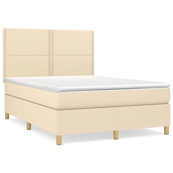 vidaXL Boxspringbett mit Matratze Creme 140x190 cm Stoff1397236 günstig online kaufen
