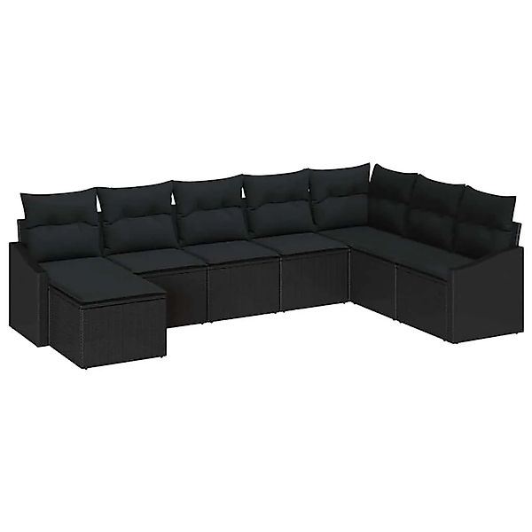 vidaXL Gartensofa-Set mit Kissen 8 Stk Schwarz Poly-Rattan 3355512 günstig online kaufen