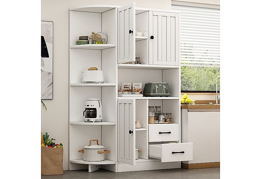 Merax Eckschrank Aufbewahrungsschrank Eckregal Mehrzweckschrank in Weiß (1- günstig online kaufen