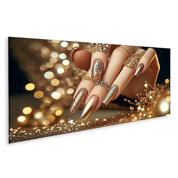 islandburner Leinwandbild Glitzernde Goldpracht Maniküre mit günstig online kaufen