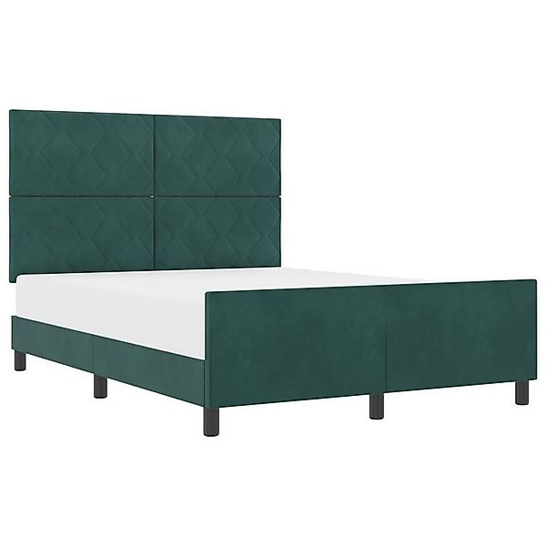 vidaXL Bett Bettgestell Dunkelgrün 160x200 cm Samt (1-tlg) günstig online kaufen