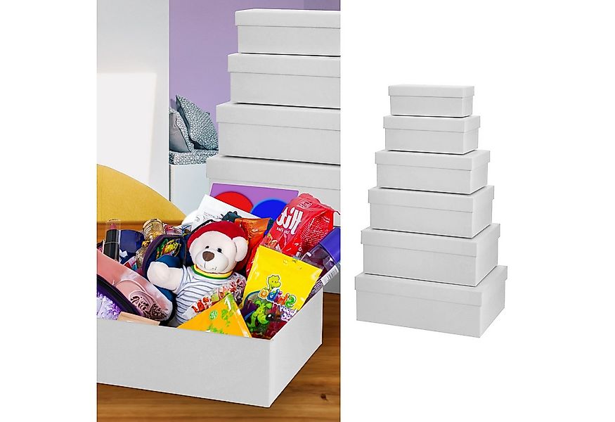 CEPEWA Aufbewahrungsbox Boxenset 6er Set weiß 6 Größen Karton Schachteln Bo günstig online kaufen