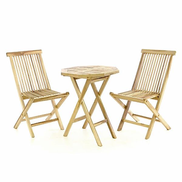 VCM Garten-Essgruppe "3-tlg. Sitzgruppe Garten Tisch Stuhl Holz Teak" 3 tlg günstig online kaufen