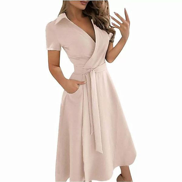 FIDDY A-Linien-Kleid Abendkleid Knielang Mit Gürtel Tunika Kleid Mit Tasche günstig online kaufen