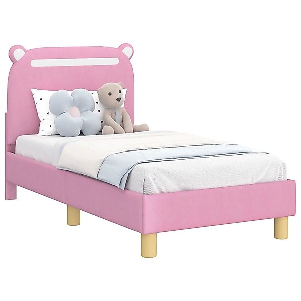 vidaXL Kinderbettgestell mit Kopfteil Rosa 70 x 140 cm Stoff 42011207 günstig online kaufen