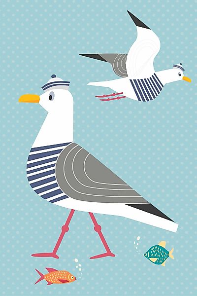 queence Acrylglasbild "Möwen und Fische" Strand  Strandbilder  Vögel  Wasse günstig online kaufen