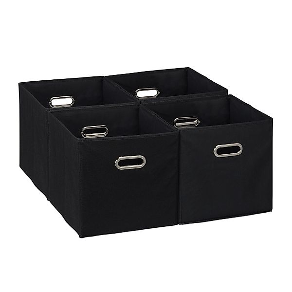 relaxdays Aufbewahrungsbox im 4er Set, Schwarz günstig online kaufen
