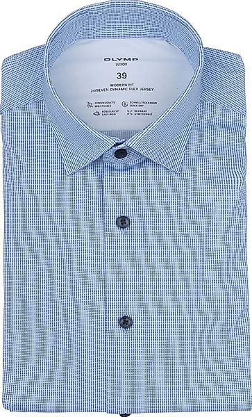 OLYMP Luxor Hemd 24/Seven Druck Blau - Größe 45 günstig online kaufen