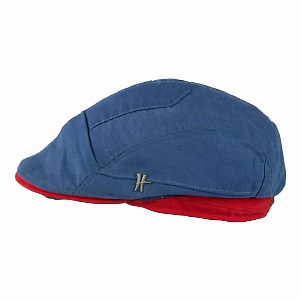 Flatcap "Geselle" Aus Arbeitskleidung - Dunkelblau-rot günstig online kaufen