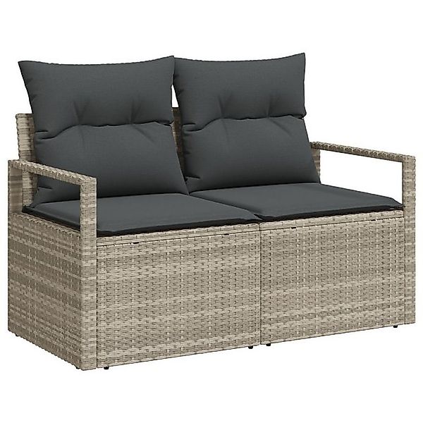 vidaXL Loungesofa Gartensofa 2-Sitzer mit Kissen Grau Poly Rattan, 1 Teile günstig online kaufen