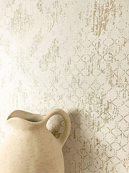 Newroom Vliestapete Lonza Creme Tapete Glanztapete Ornamente,Metallic, Crem günstig online kaufen