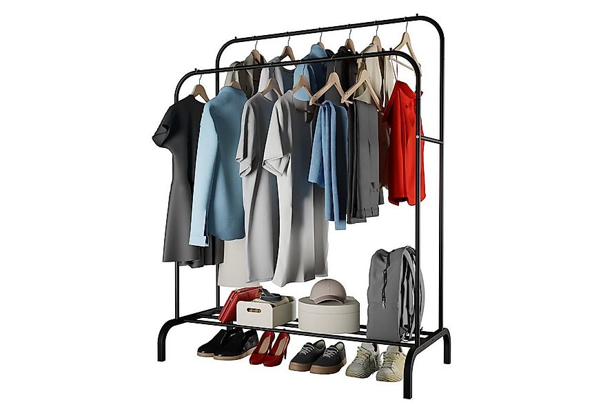 HAC24 Kleiderständer Metall Kleiderständer Schwarz mit 2 Kleiderstangen Gar günstig online kaufen