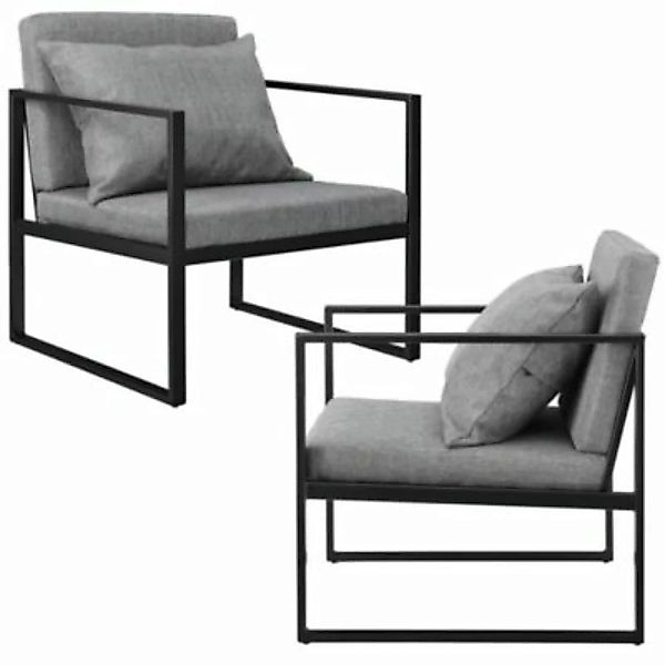en.casa Esszimmersessel mit Rückenkissen Stuhl im 2er-Set dunkelgrau günstig online kaufen