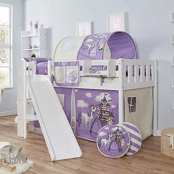 Kinderhochbett im Prinzessin Design Rutsche günstig online kaufen