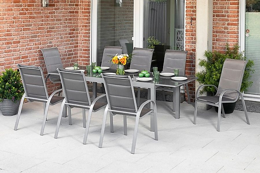 MERXX Garten-Essgruppe »Amalfi di lusso« 9 Stk. tlg. 8 Stapelsessel, Hochle günstig online kaufen