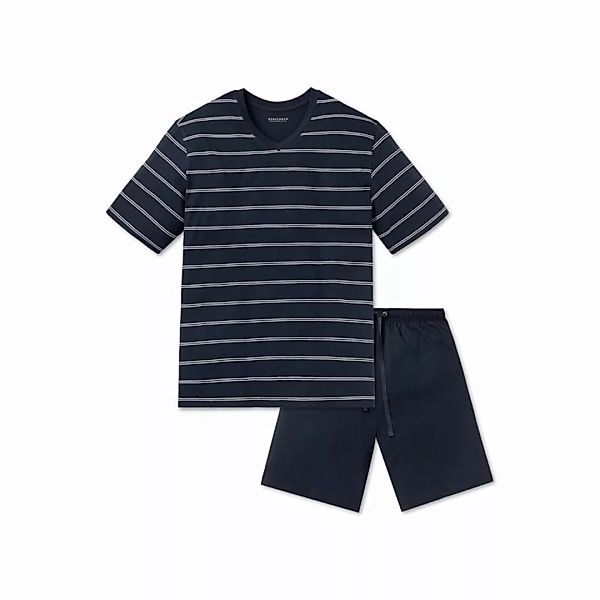 SCHIESSER Herren Schlafanzug Set - 2-tlg., Shorty, kurz, V-Ausschnitt, gest günstig online kaufen