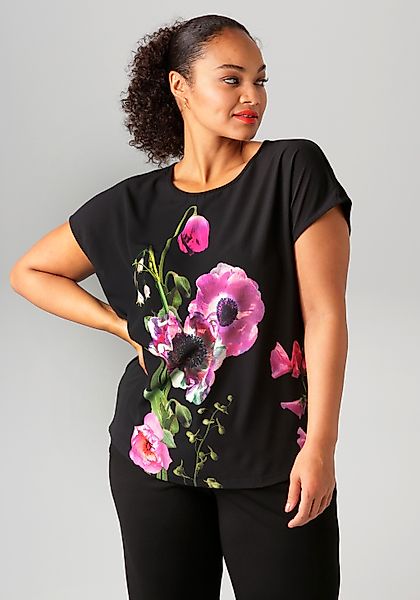 Aniston PLUS Shirtbluse, mit farbenfrohen, großflächigen Blumen bedruckt günstig online kaufen