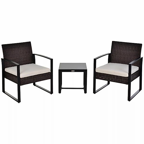 Outsunny Rattan Gartenmöbel Set Polyrattan 3 tlg. günstig online kaufen