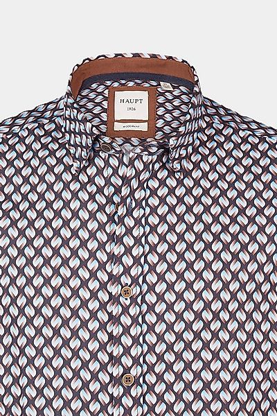 Haupt Langarmhemd Haupt Modern Fit Langarm Baumwoll-Herrenhemd im Allover-M günstig online kaufen