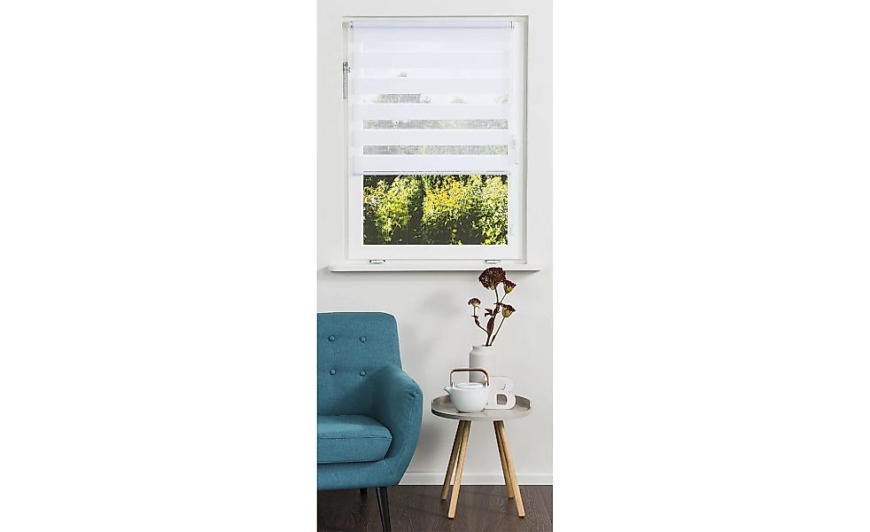 HOME STORY Klemmfix Duo Rollo - weiß - Polyester - 120 cm - Sconto günstig online kaufen