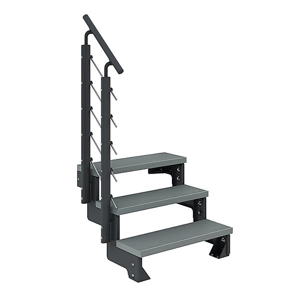 Dolle Außentreppe Gardentop Anthrazit 3 Stufen 80 cm Grau inkl. Geländer günstig online kaufen