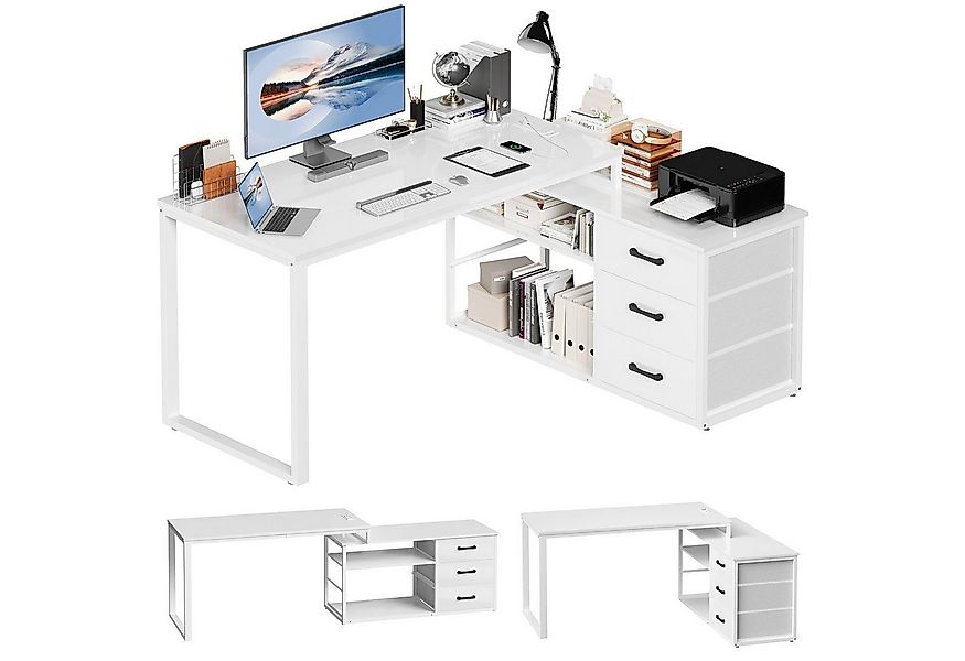 HOMALL Schreibtisch L-förmiger Eckschreibtisch mit USB-Anschluss und zwei S günstig online kaufen