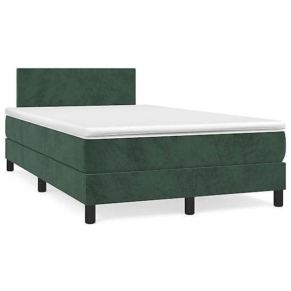 vidaXL Boxspringbett mit Matratze Dunkelgrün 120x200 cm Samt1389846 günstig online kaufen