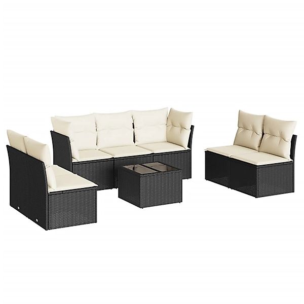 vidaXL 8-Tlg Garten-Sofagarnitur mit Kissen Schwarz Poly Rattan 3249255 günstig online kaufen