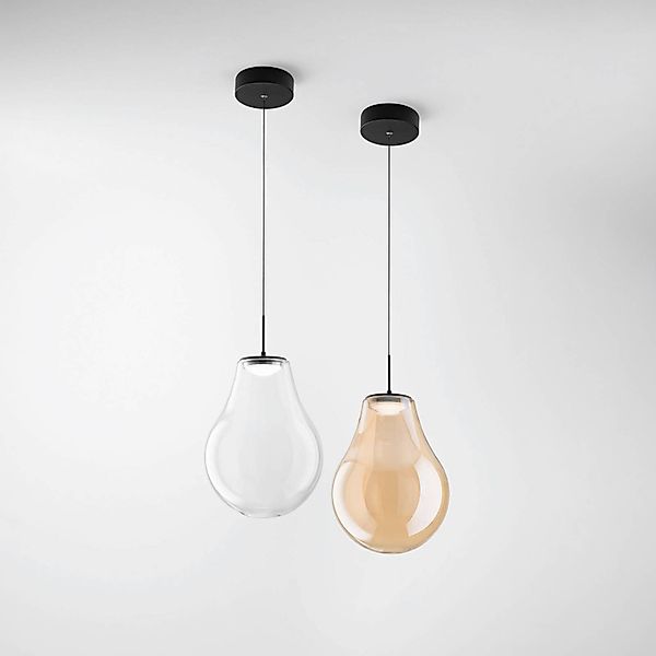 LED-Hängeleuchte Noa, amber, Glas, Ø 25 cm, CCT, dimmbar günstig online kaufen