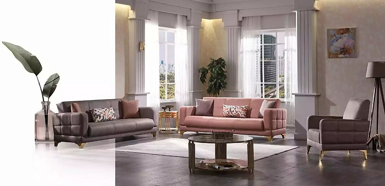 JVmoebel Sofa Luxus Sofagarnitur 3+3+1 Set Designer Textil, 2 Teile, Made i günstig online kaufen
