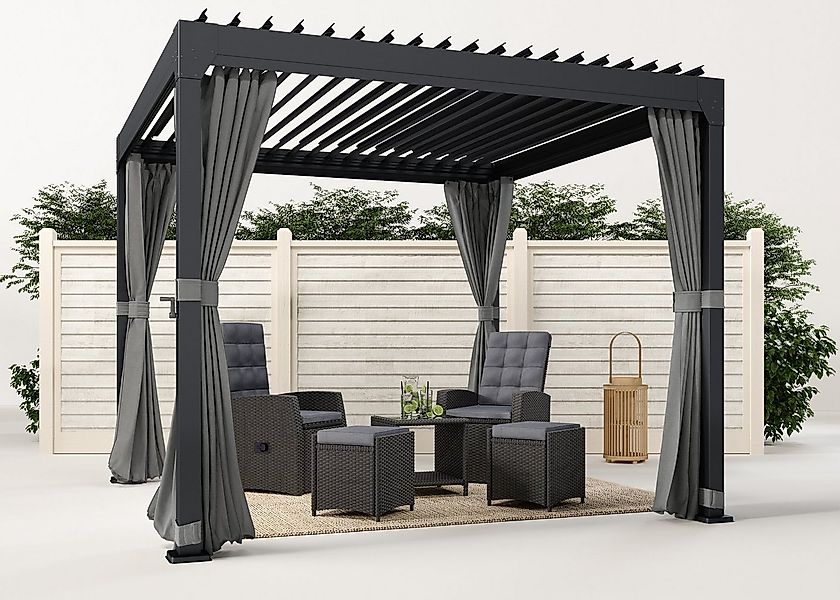 KONIFERA Pavillon Palma, mit 8 Seitenteilen, Pergola, mit Lamellendach günstig online kaufen