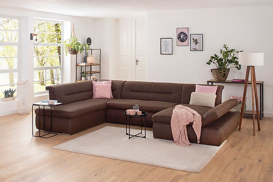 Home affaire Wohnlandschaft »Avesa U-Form« Wahlweise mit Armteilverstellung günstig online kaufen