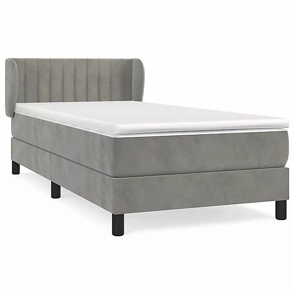 vidaXL Boxspringbett mit Matratze Hellgrau 100x200 cm Samt1379002 günstig online kaufen
