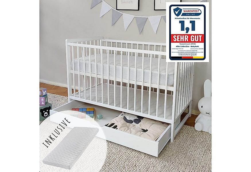 Kids Collective Babybett Babybett Kinderbett Gitterbett 60x120 Set mit Schu günstig online kaufen