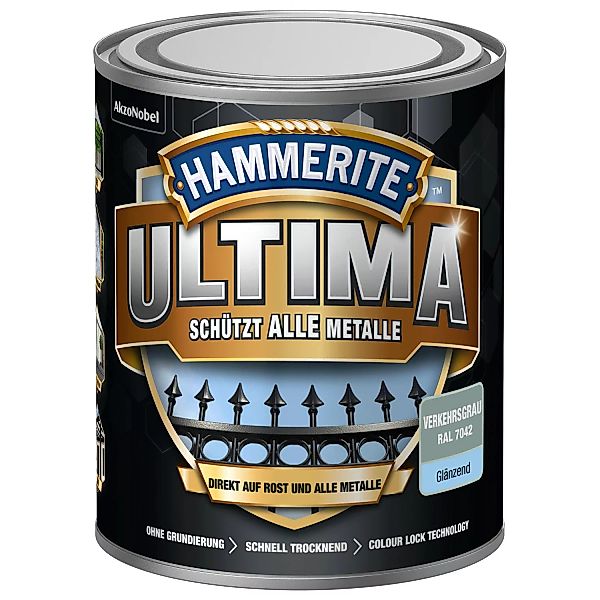 Hammerite Ultima Premium Metall-Schutzlack glänzend Verkehrsgrau 750 ml günstig online kaufen
