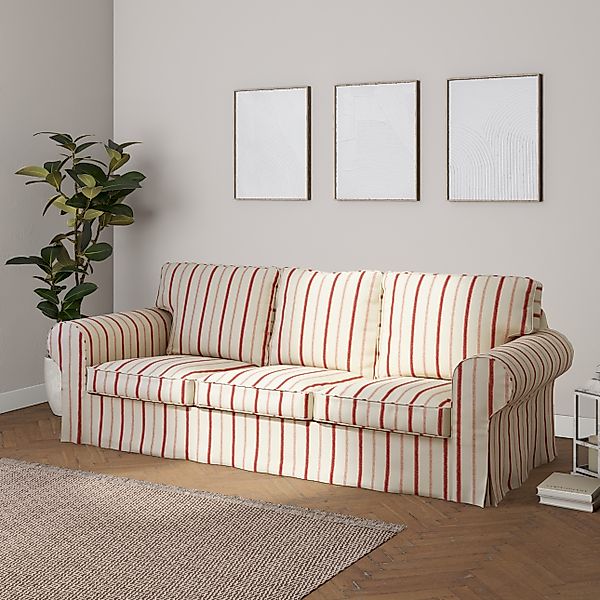 Bezug für Ektorp 3-Sitzer Sofa nicht ausklappbar, creme- rot gestreift, Sof günstig online kaufen