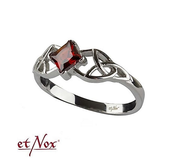 etNox Fingerring Keltischer Ring Damen: Edelstahl Ring mit rotem Kristall günstig online kaufen