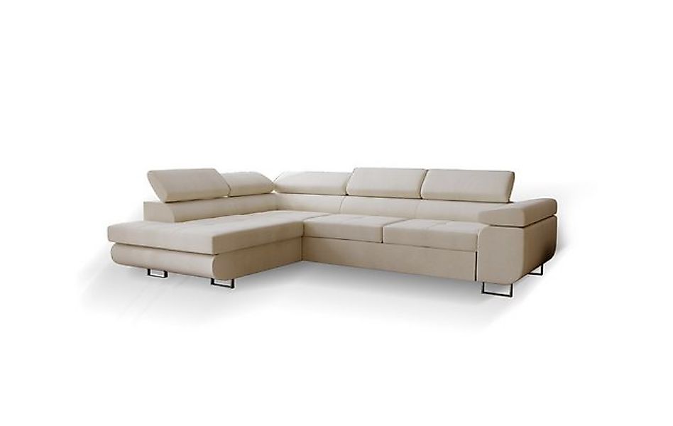 Goldstoff Ecksofa mit Schlaffunktion - Designersofa, Sofa mit Bettfunktion günstig online kaufen