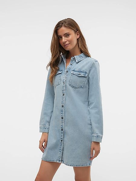 Vero Moda Jeanskleid "VMJENNIE LS SHORT DENIM DRESS GA NOOS" Brusttaschen günstig online kaufen