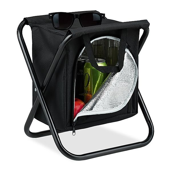 relaxdays Campinghocker mit Kühltasche, Schwarz günstig online kaufen