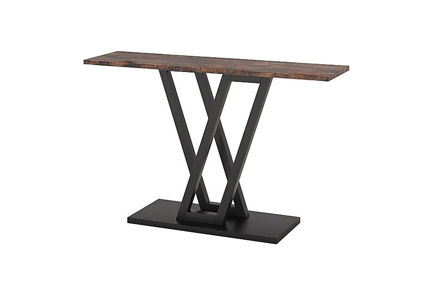 en.casa Konsolentisch, »Seinshung« mit Sockel 110x30x80 cm Schwarz / Walnus günstig online kaufen