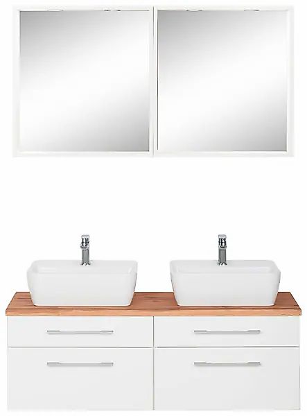 welltime Badmöbel-Set »Davos«, (3 St.), 2 Spiegel mit mit 2 Touch-LED-Einba günstig online kaufen