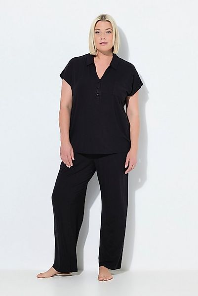 Ulla Popken Pyjama Pyjama oversized Zweiteiler Hemdkragen Halbarm günstig online kaufen