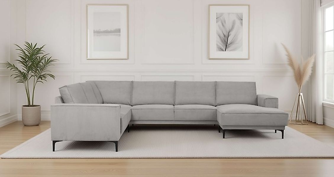 PLACES OF STYLE Wohnlandschaft »XXL Sofa Oland, Struktur, Flachgewebe, Luxu günstig online kaufen